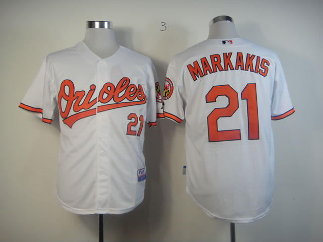 Men Baltimore Orioles #21 Markakis White MLB Jerseys->baltimore orioles->MLB Jersey